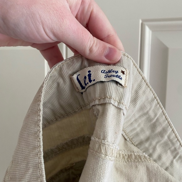 Vintage Y2K Lei Corduroy Tan Jean Shorts Mid Rise 13/14 Cream Bohemian Safari L - Picture 5 of 6